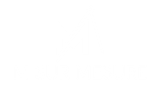 Logo blanc M SUR MESURE avec une lettre M stylisée intégrant un compas de précision sur fond noir.